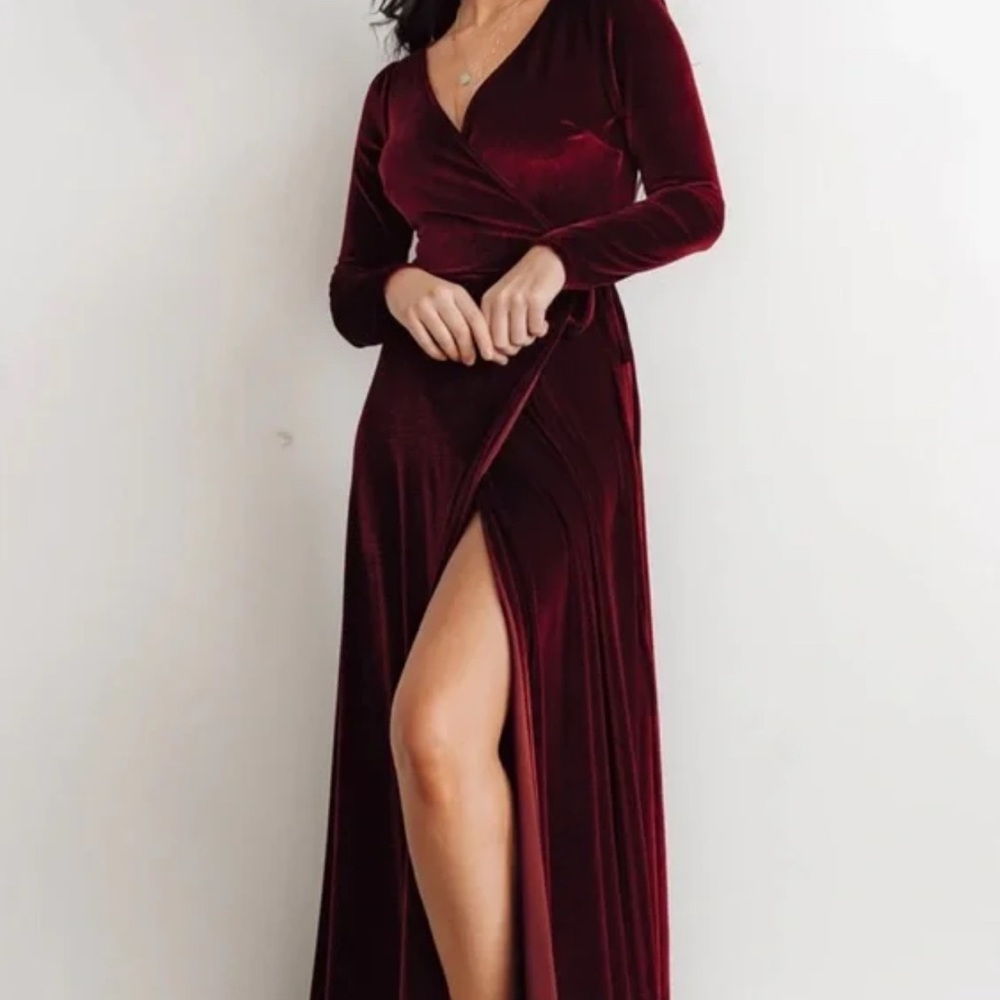 Baltic Born Deep Red Velvet Maxi Dress